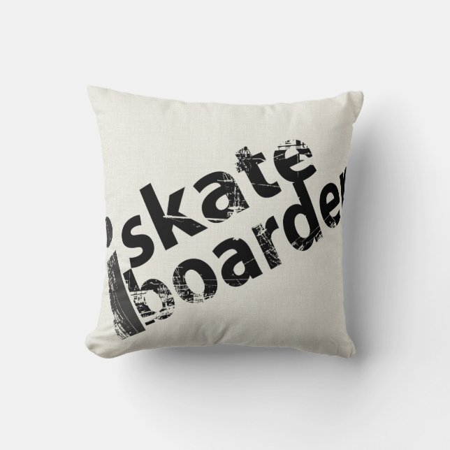 i Skateboard Pillow Black and White Thline Kudde (Framsida)