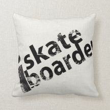 i Skateboard Pillow Black and White Thline