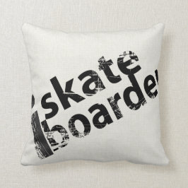 i Skateboard Pillow Black and White Thline Kudde
