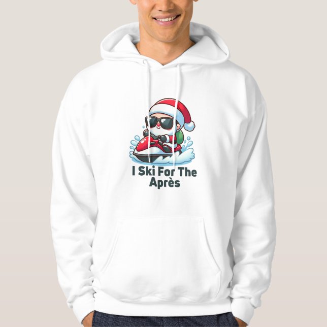 I Ski för Après - Lusnytomte Skiing T-Shirt Hoodie (Framsida)