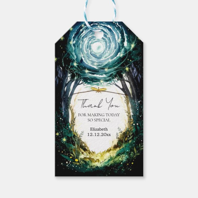 I Skogen Woodland Baby Shower Presentetikett (Framsidan)