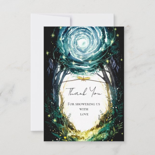 I Skogen Woodland Baby Shower Tack Kort (Framsida)