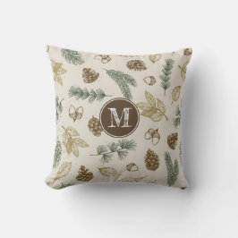 I skogsvedmarken mönster pinecones monogram kudde