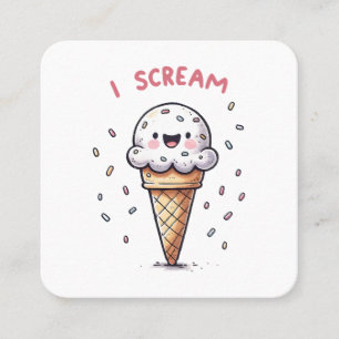 I Skräm Cone Cone med Sprinkles Fyrkantigt Visitkort
