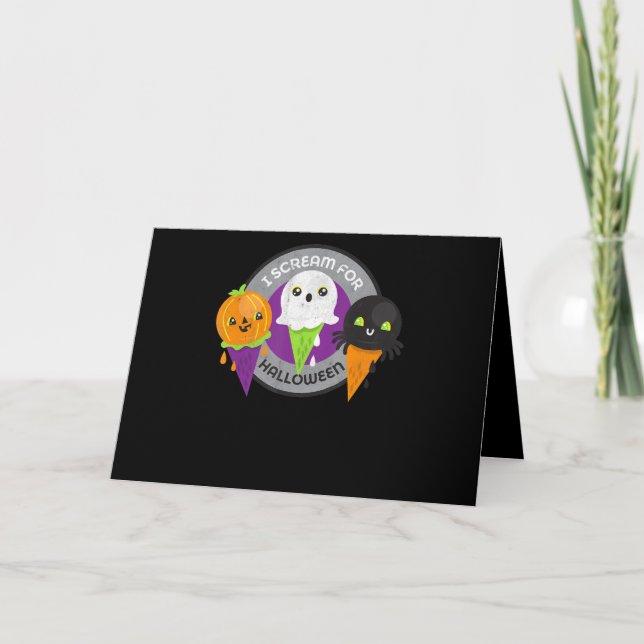 I Skräm för Halloween Pumpkin Spider Ghost Kort (Framsida)