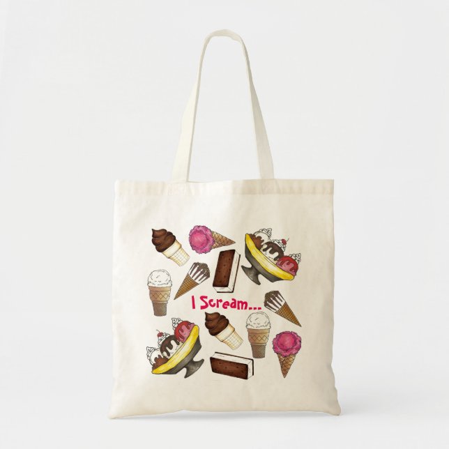 I Skräm for Ice Cream Tote Cone Sundae Food Tote Tygkasse (Framsidan)