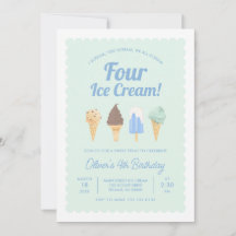 I Skräm FOUR Ice Cream Birthday-inbjudan