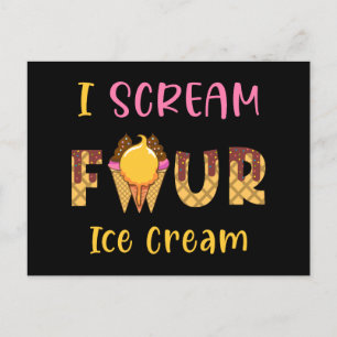 I Skräm Four Ice Cream Kids Boy 4e födelsedagen Helg Vykort