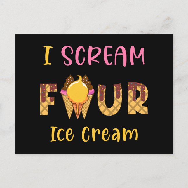 I Skräm Four Ice Cream Kids Boy 4e födelsedagen Helg Vykort (Framsida)
