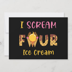 I Skräm Four Ice Cream Kids Boy 4e födelsedagen Inbjudningar