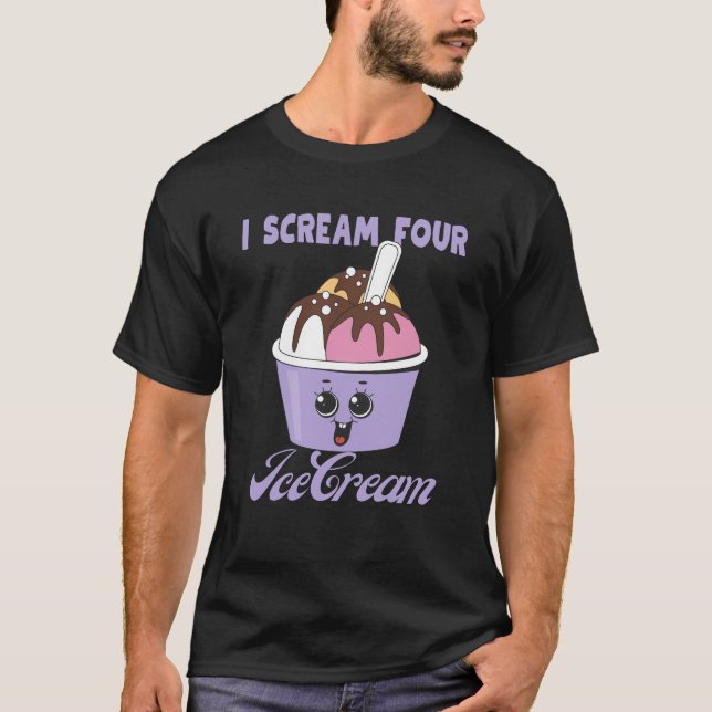 I Skräm Four Ice Cream Kids Boy 4e födelsedagen T Shirt (Framsida)