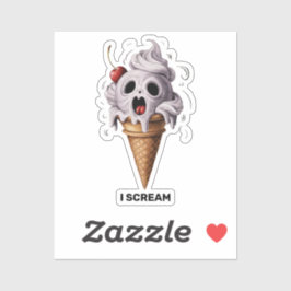 "I Skräm" Funny Ghost Chef Halloween Ice Cream St. Klistermärken