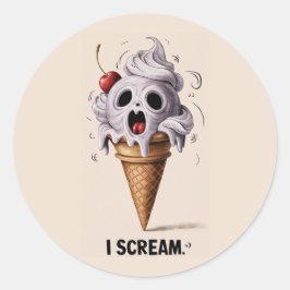 "I Skräm" Funny Ghost Chef Halloween Ice Cream St. Runt Klistermärke