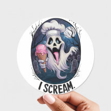 "I Skräm" Funny Ghost Chef Halloween Ice Cream St.