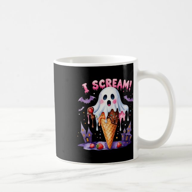 I Skräm Ghost Ice Cream Halloween Cute Funny Art Kaffemugg (Höger)