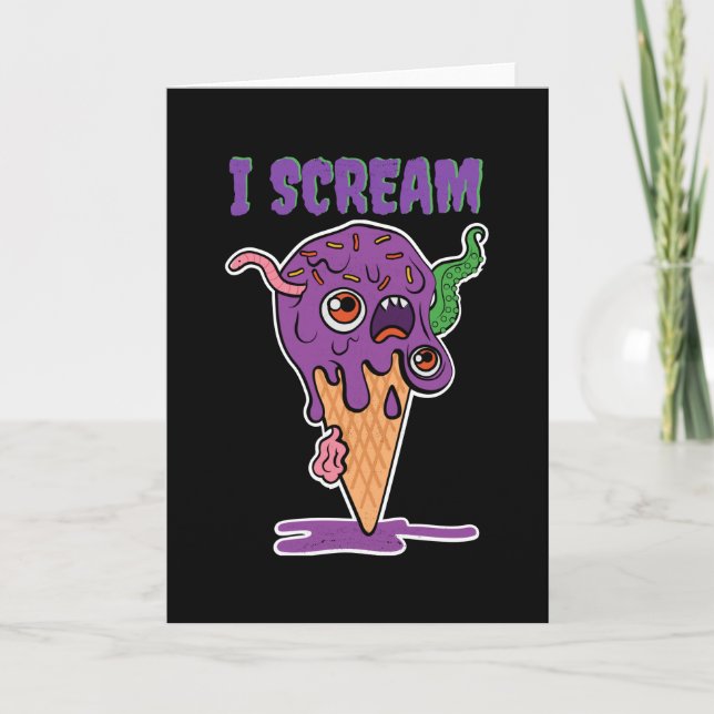 I Skräm Ice Cream Funny Halloween Kids Kawaii Kort (Framsida)