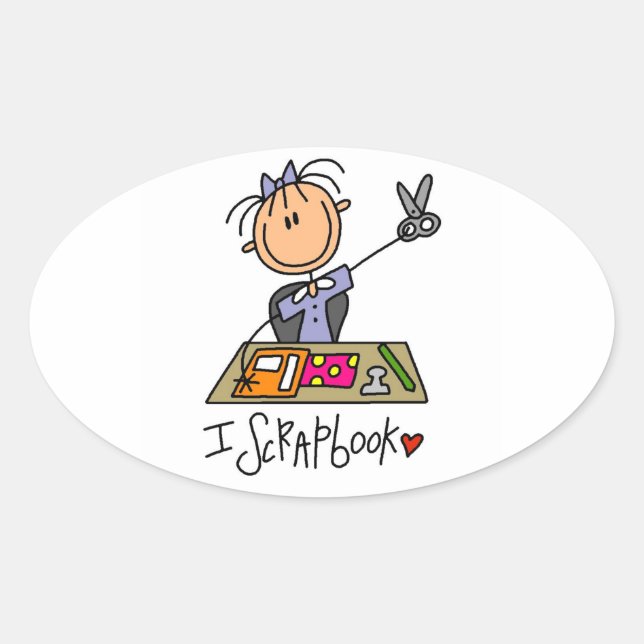 I Skrapbook Oval Stickers Ovalt Klistermärke (Framsida)