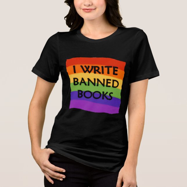 I Skriva Bannad Bokar Rainbow T Shirt (Framsida)
