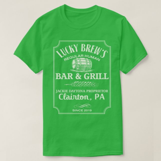 I skuggorna korsar Lucky Pub och Grill T Shirt (Design framsida)