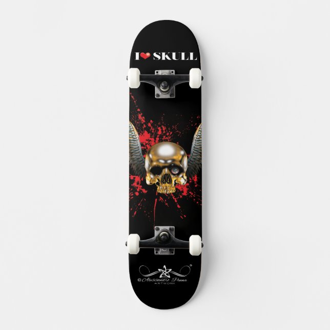 I ❤ Skull 8/10 Mini Skateboard Bräda 18,5 Cm (Framsida)