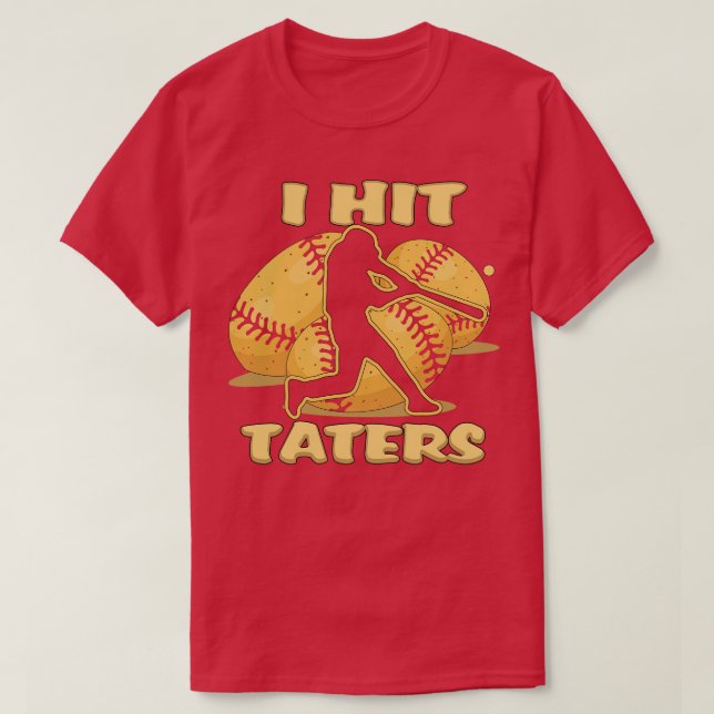I SLÅ TATERS Baseball Softball Home Springa Dinger T Shirt (Design framsida)