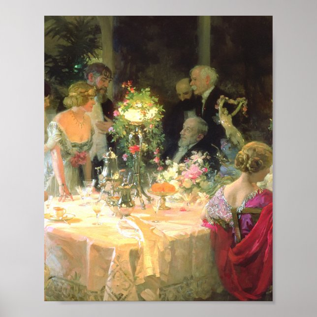 I slutet av middagen 1913 av Jules Alexandre Grun Poster (Framsidan)