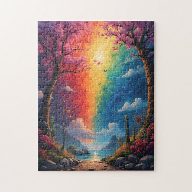 I slutet av stigen finns en regnbågsvärld pussel (Vertikal)