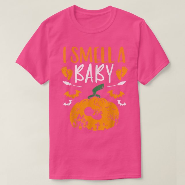 I Smell a Baby Halloween Pumpkin Gravid Announc T Shirt (Design framsida)