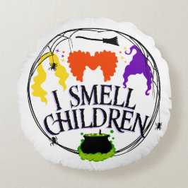 I SMELL BARN med tre häxor Rund Kudde