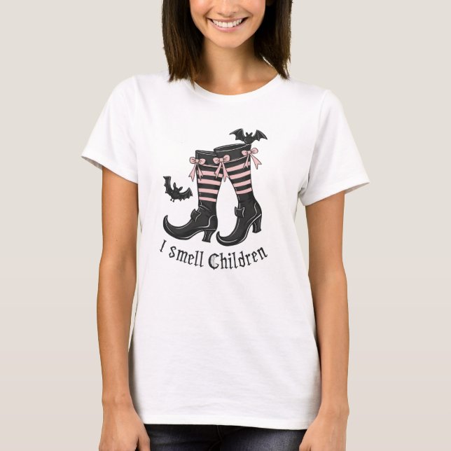 I Smell Children-Black & Rosa Stripe Socks & Boo T Shirt (Framsida)