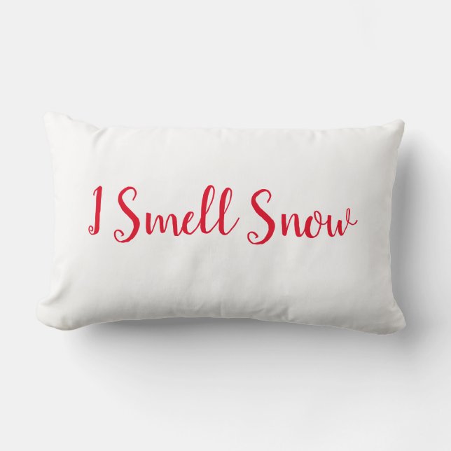 I Smell Snö Red Script Helgdag Quote Lumbarkudde (Framsida)