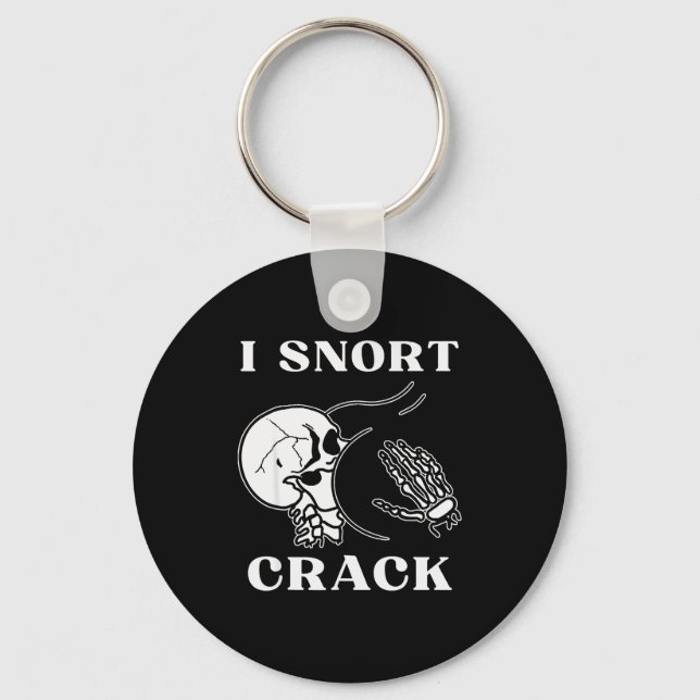 I Snort Crack Skeleton Skull Butt Funny Soky Hallo Nyckelring (Framsida)