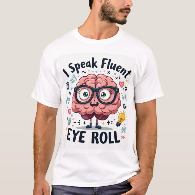I Speak Fluent Eye Roll – Funny Nerd Brain Unisex T Shirt (Framsida)