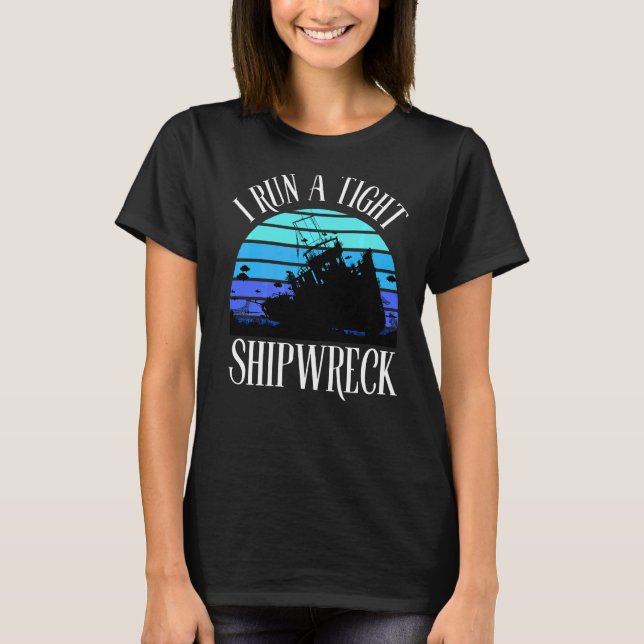 I Springa A Tight Shipwreck Parte Retro Vin T Shirt (Framsida)