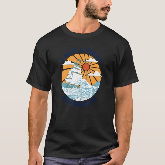 I Springa A Tight Shipwreck Retro Mamma T Shirt (Framsida)