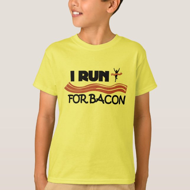 I Springa for Bacon - Funny Running Shirt för barn Tee Shirt (Framsida)
