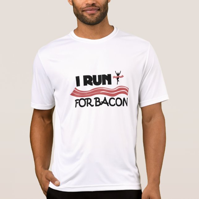 I Springa for Bacon - Passande Dubbla-Dry Running  Tee (Framsida)