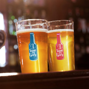 I Springa för Beer Fitness Humor Blue Flaska Glaskopp