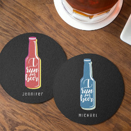 I Springa för Beer Fitness Humor Blue Flaska Underlägg Papper Rund