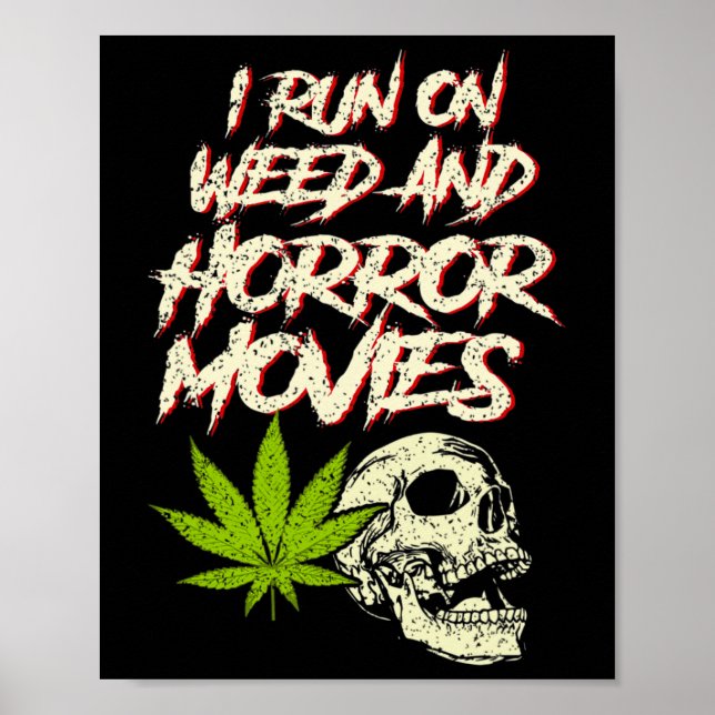 I Springa Ogräs Horror Movies Skull Funny Hallowee Poster (Framsidan)