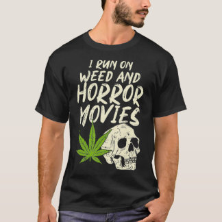 I Springa Ogräs Horror Movies Skull Funny Hallowee T Shirt