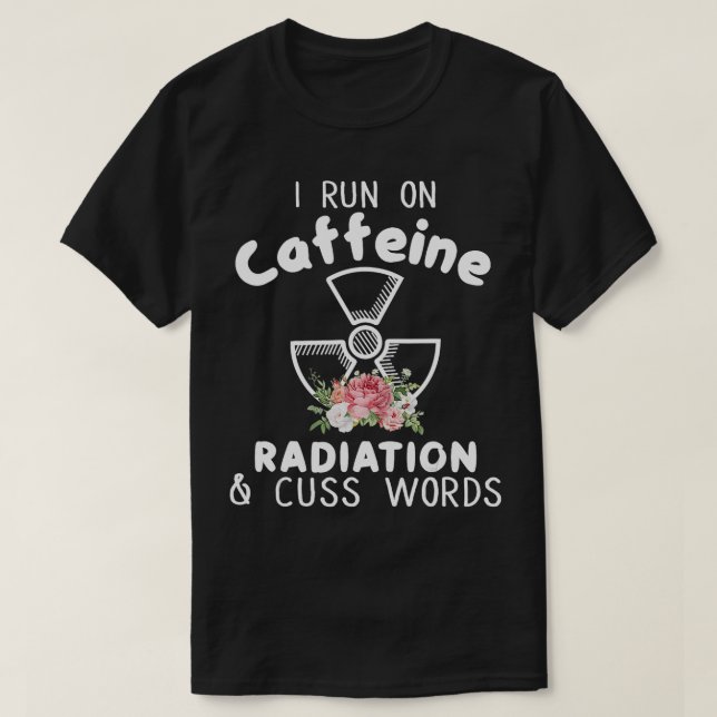 I Springa om Caffeinstrålningskommissionen Ord Rad T Shirt (Design framsida)
