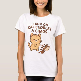 I Springa om Cat Cuddles & Chaos T-Shirt - Cute Ca
