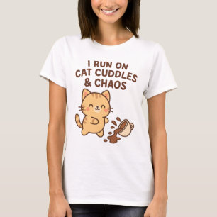 I Springa om Cat Cuddles & Chaos T-Shirt - Cute Ca