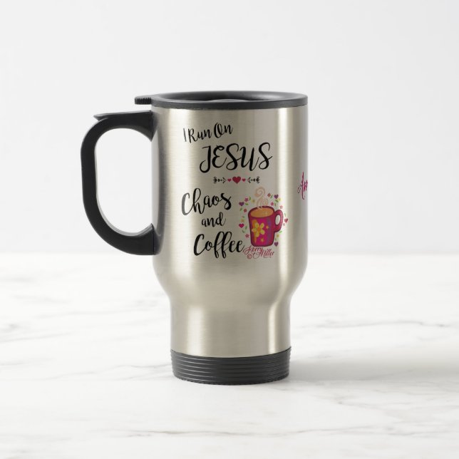 I Springa om Jesus, Chaos och kaffets Resemugg (Vänster)