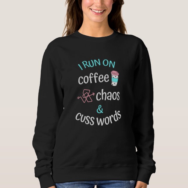 I Springa om kaffe Chaos och Cuss Ord Caffeine Kär T Shirt (Framsida)