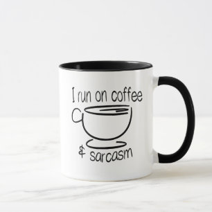 I springa om kaffe och sarkasm mugg