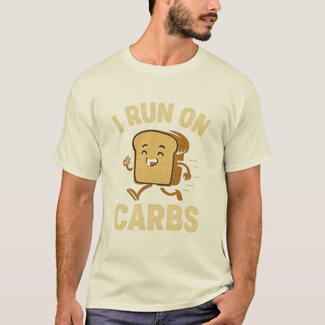 "I Springa on Carbs" Funny Bread T-Shirt (Framsida)