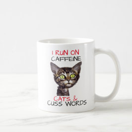 I SPRINGA PÅ CAFFEINE CATS & CUSS ORD KAFFEMUGG