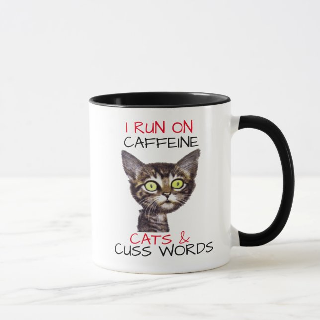 I SPRINGA PÅ CAFFEINE CATS & CUSS ORD MUGG (Höger)